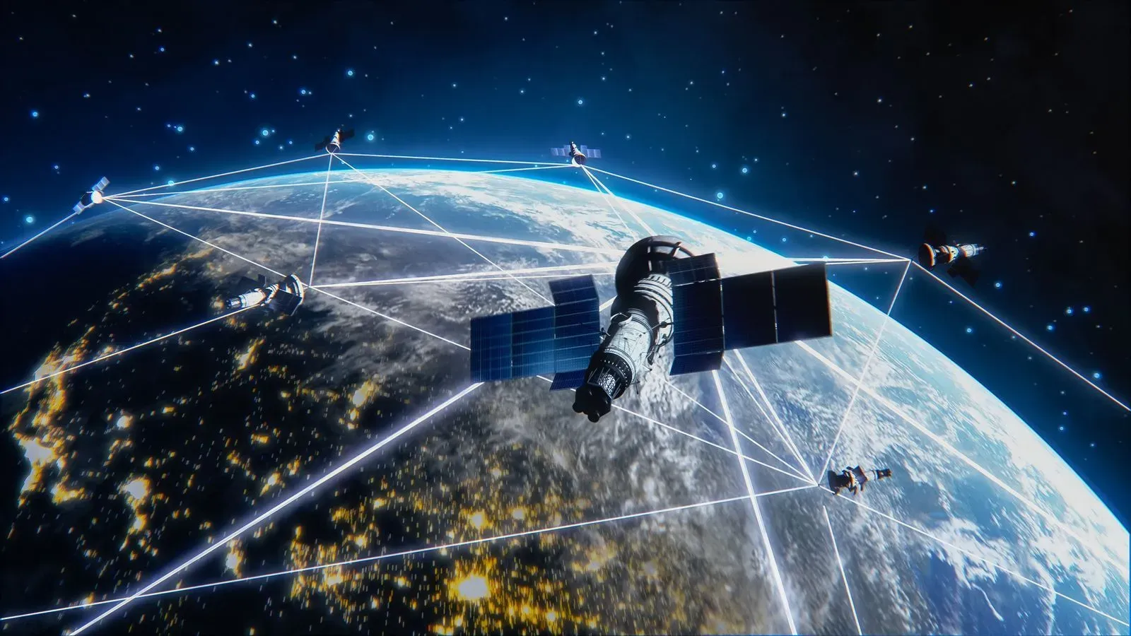 Satellite constellation above Earth