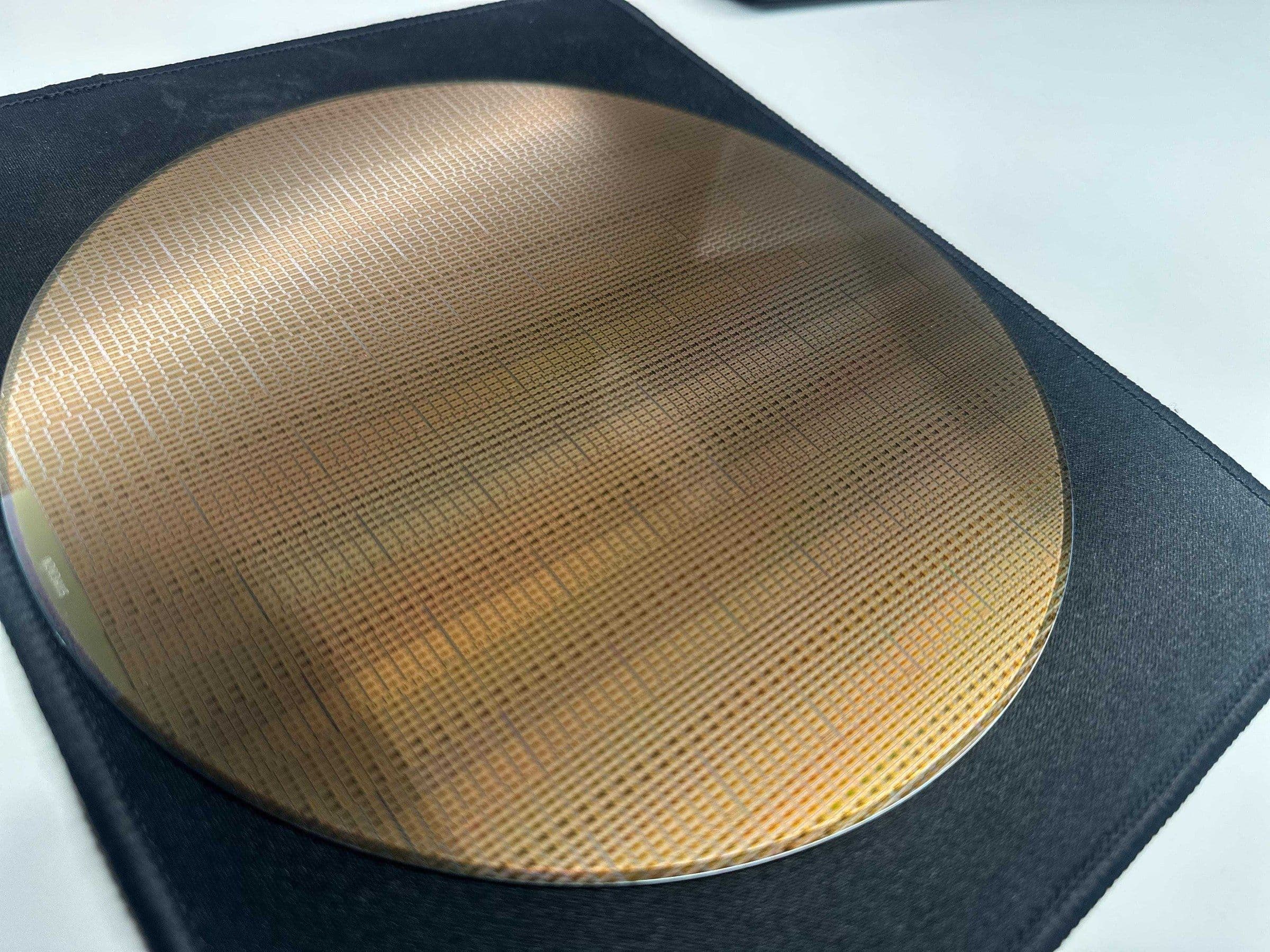 Falcomm production wafer in its carrier tray